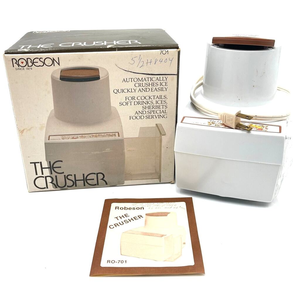 Vintage Robeson RO-701 The Crusher Electric Ice Crusher New In Opened Box 1970s